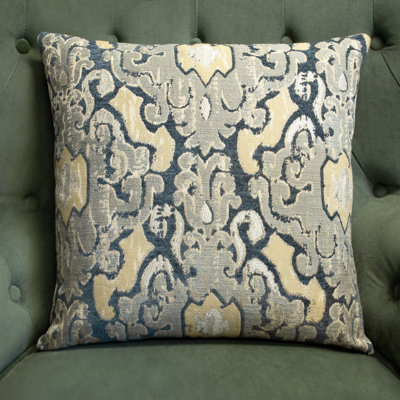 Damask and Floral Chenille Throw Pillow