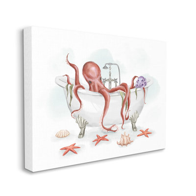 «Red Octopus Nautical Claw Bath Sea Shells» par Ziwei Li - impression