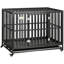 Chenil en métal de grande race avec mouvement verrouillable et base sanitaire avec roulettes pour abri pour chien, lavable, 45 po x 29,5 po x 35 po, pour grands chiens