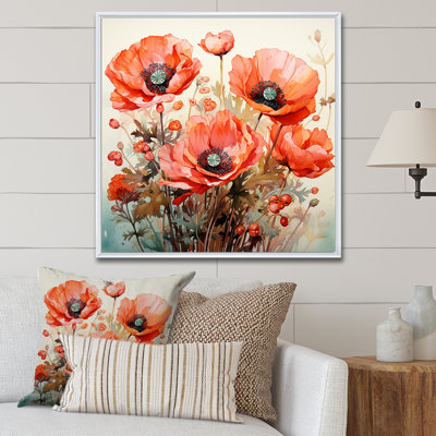 Red Serene Poppy Meadows I - Art mural coquelicot