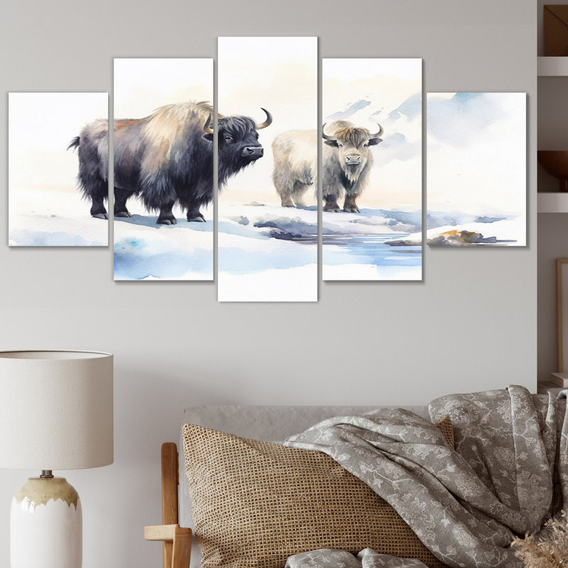 Domestique yak II - animaux, ensemble de reproductions d'art en métal