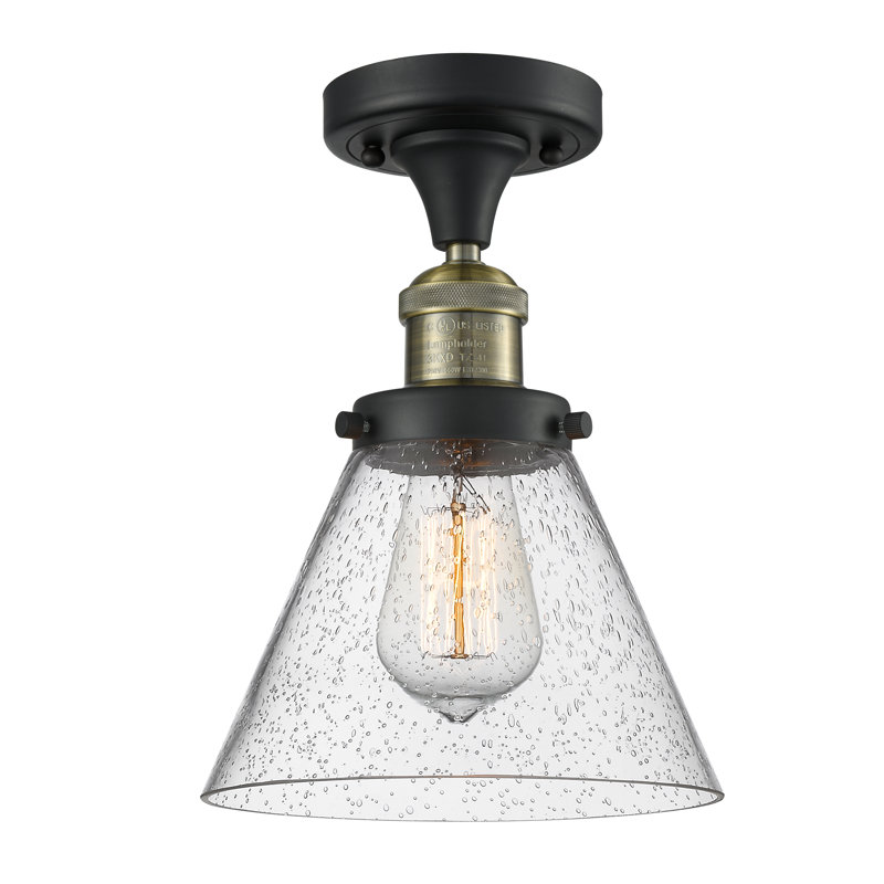 Cone 1 Light Semi-Flush Mount, Seedy, No Bulb Included, Matte Black