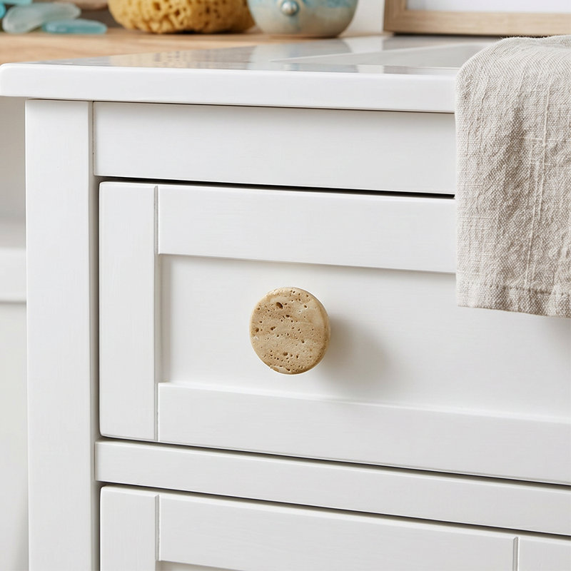 Ensemble de 2 boutons d'armoire en pierre naturelle, poignées de tiroir rondes pour la salle de bain et la commode de cuisine, quincaillerie de dôme avec insert fileté en laiton