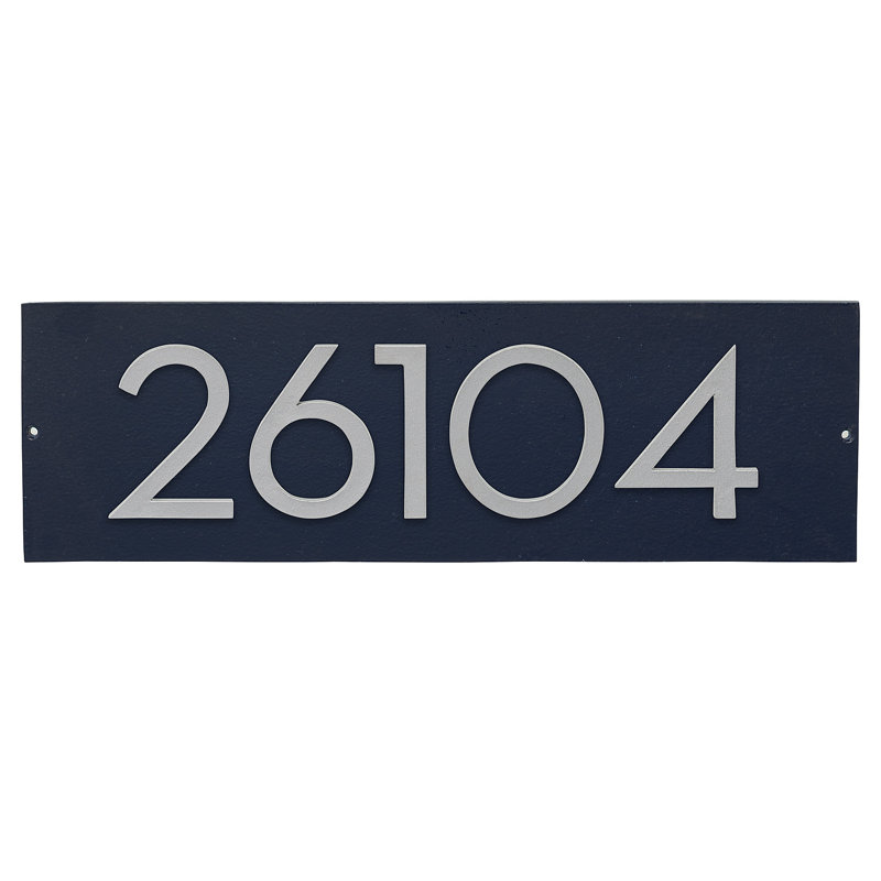 Floating Modern 4" Number Horizontal Address Plaque (5 Digits), Navy, Silver