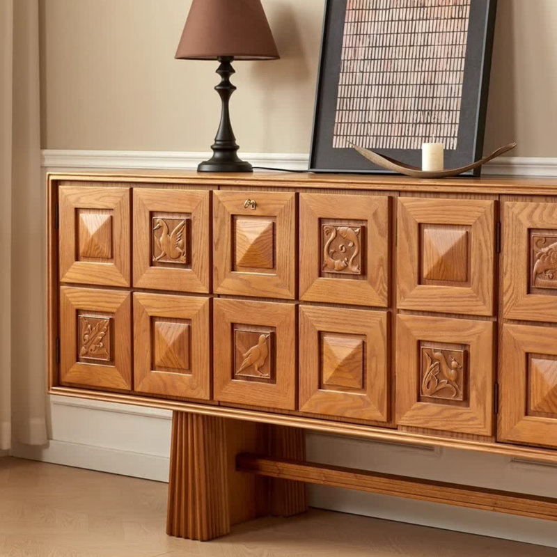 Retro Solid Wood Artistic Style Sideboard