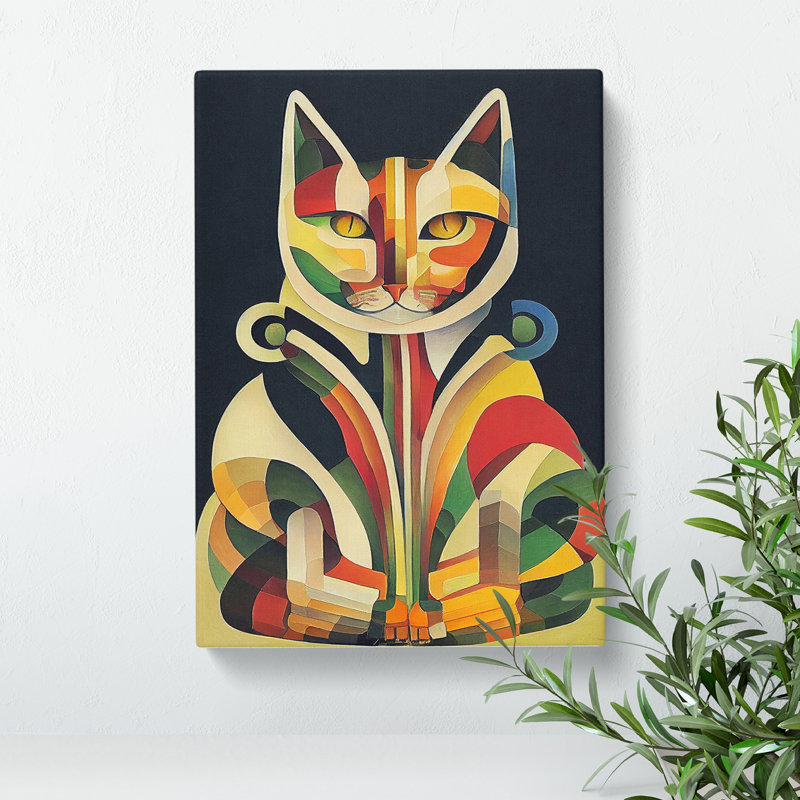 Cat In Art Nouveau No.4 - Wrapped Canvas, 76cm H x 50cm W x 3cm D