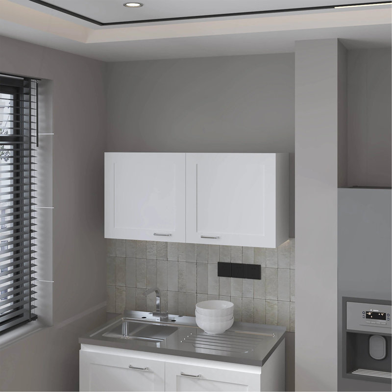 Armoire de cuisine murale avec 2 portes, Blanc