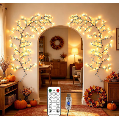 8.2FT Willow Vine Lights for Wall Decor, 160 LED Home Decoration Light with 8 Remote Control Modes, Artificial Vine String Lights for Bedroom, Living Room, Wedding, Party
