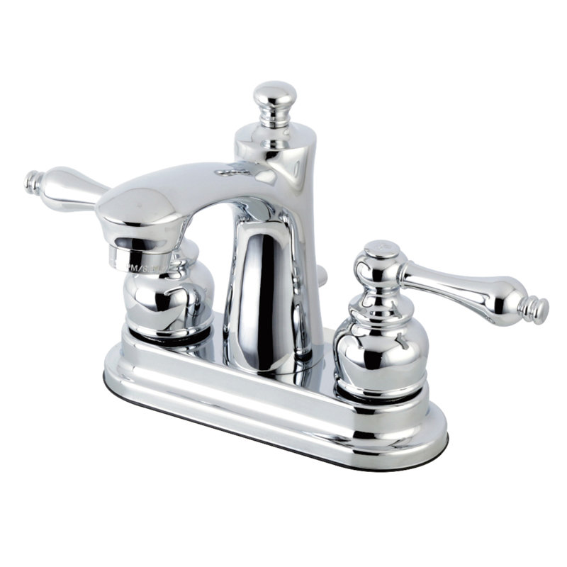 Kingston Brass Victorian Two-Handle 3-Hole Deck Mount 4" Centerset Bathroom Faucet with Plastic Pop-Up, Polished Chrome