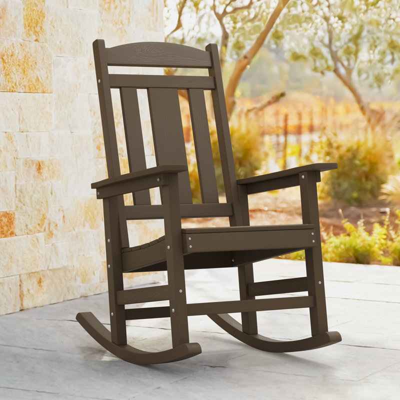 Chiemi HDPS Modern Resin Rocking Adirondack Chair, Brown