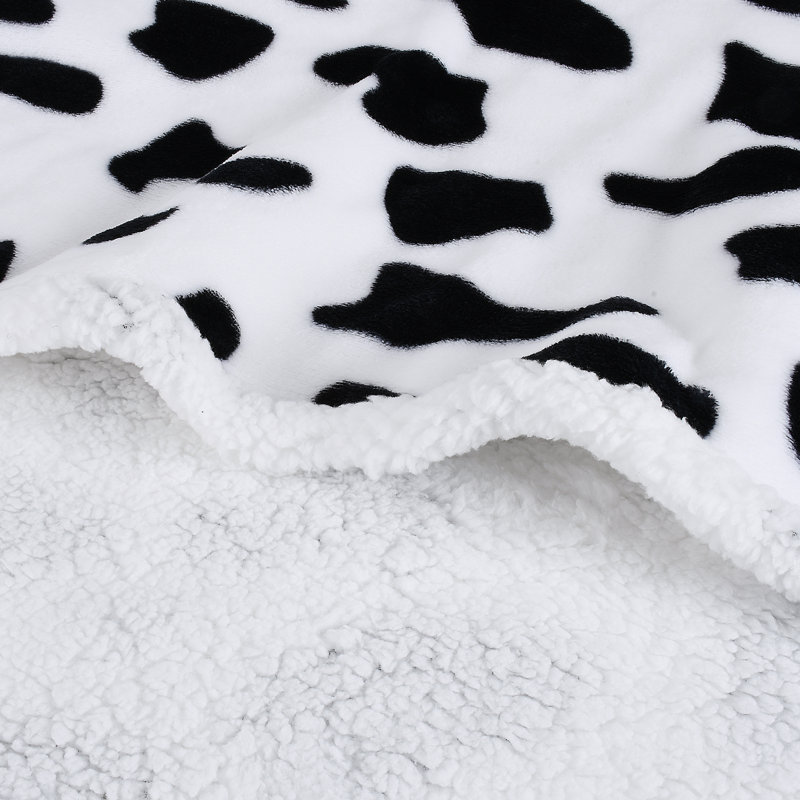 Catalonia Sherpa Fleece Throw Cape, Wearable Blanket Wrap with Hand Pockets, Soft Lightweight Cozy, White/Black