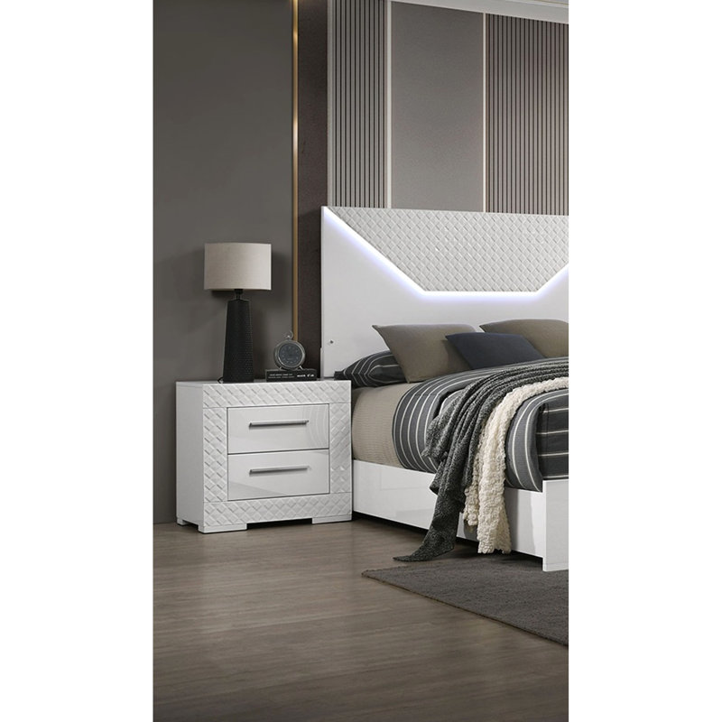Table de chevet transitionnelle ultrabrillante blanche 1Pc