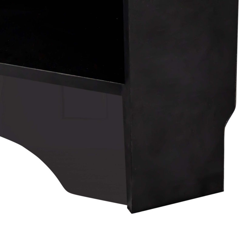 Minimalist Corner Hall Tree with Shoe Bench, Black