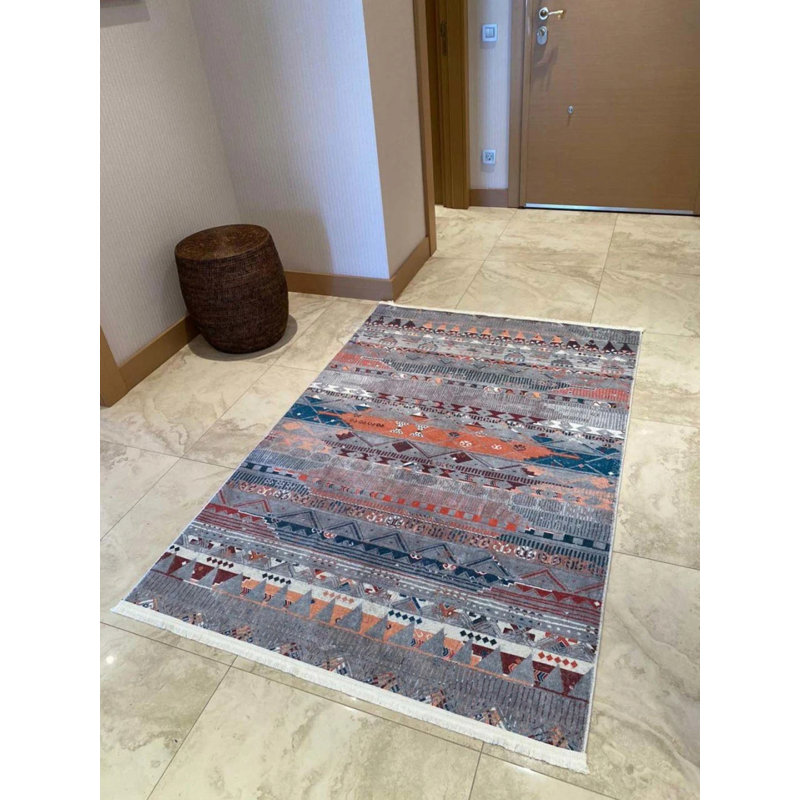 Tapis en coton avec envers antidérapant Lanney, Carré 3 pi 3 po