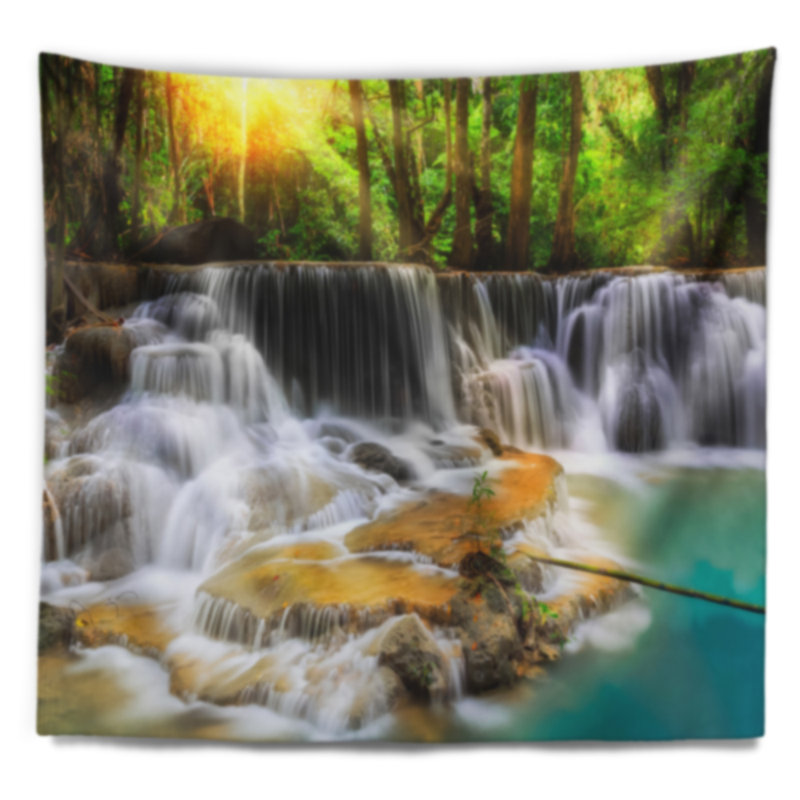 Paysage large vue de la tapisserie cascade erawan, H 32 po x l 39 po