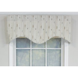 Striped Cotton Blend Scalloped 50'' W Window Valance in Ivory