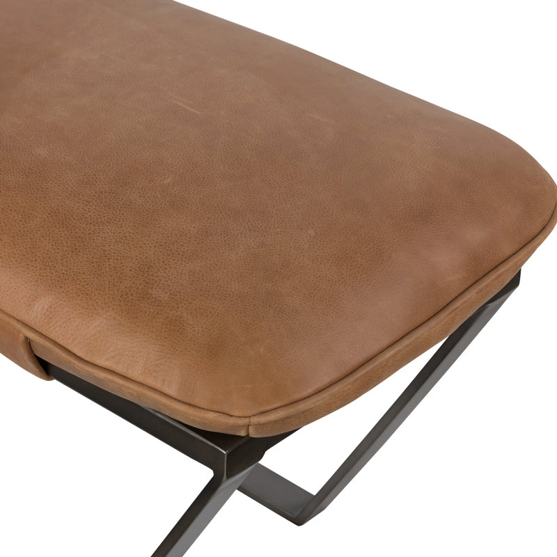 Darrow Leather Bench, Palermo Cognac Genuine Leather