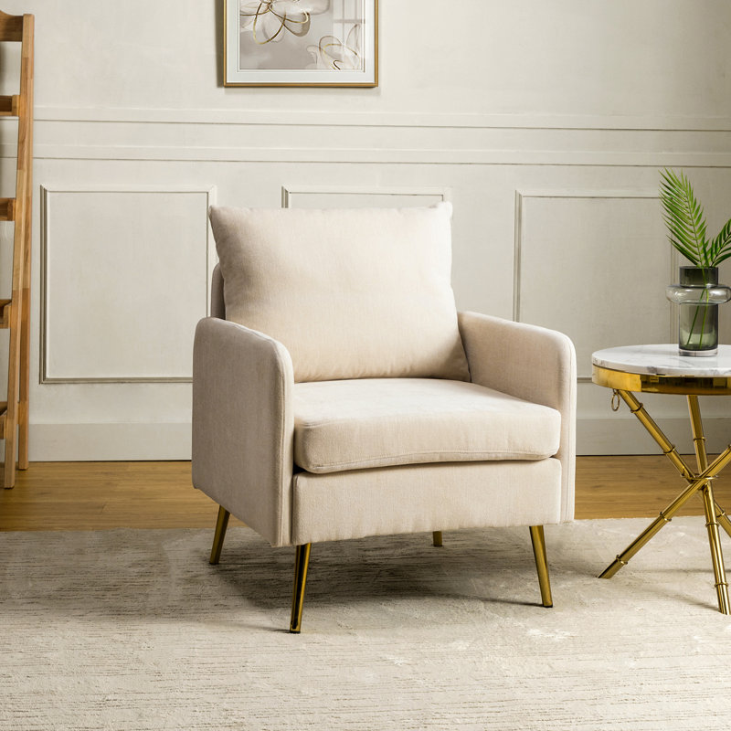 Werner Upholstered Armchair, Ivory Polyester