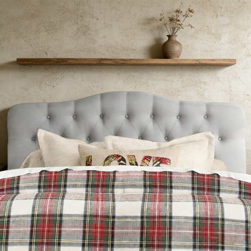 Linen Upholstered Headboard-Modern-Adjustable Height-Button Tufting, Gray, Queen
