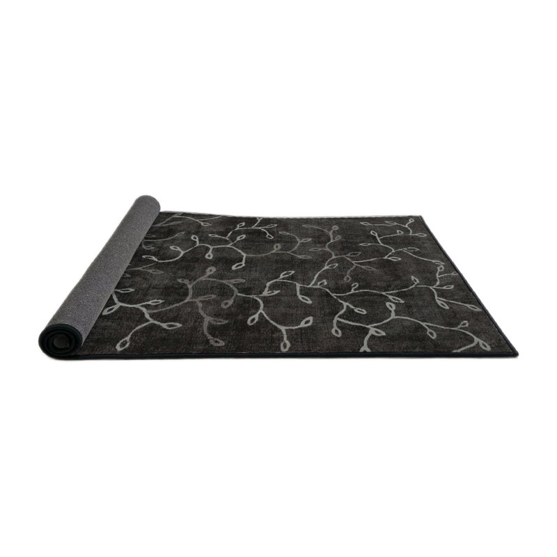 Tapis contemporain gris / noir, Rond 3 pi