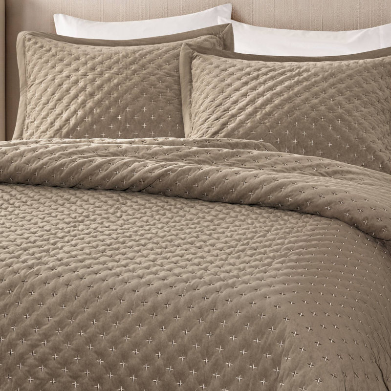 Velvet Geometric Shapes Coverlet Set