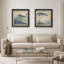 «Minimal Blue Grey Mountain Mountain Landscape Calm Asian Inspired Decor», impression encadrée sur papier dans la chambre principale, 2 pièces-123831166-123831167