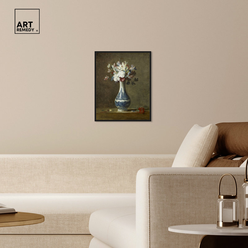Art mural Jean Vase Chardin, Cadre noir, H 21 po x l 17 po