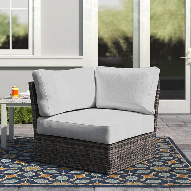 Chaise de coin en coin entièrement assemblée avec coussins, White, Espresso