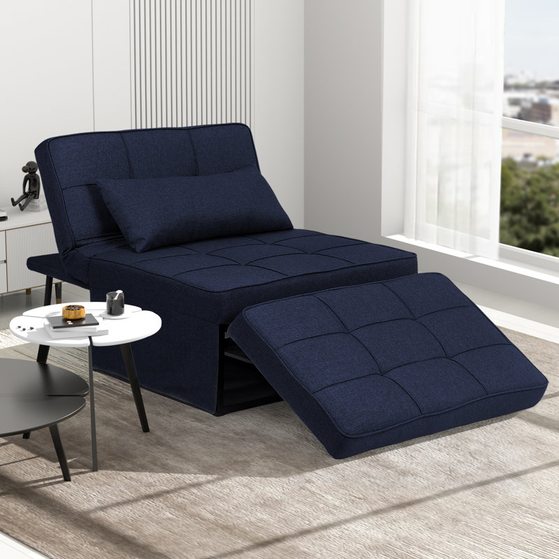 Fauteuil convertible 72 po Horwood, Mélange de coton bleu marine