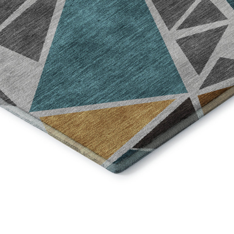 Tapis géométrique de qualité supérieure lavable à la machine Ketterer AMF1039, Rectangle 10 pi x 14 pi