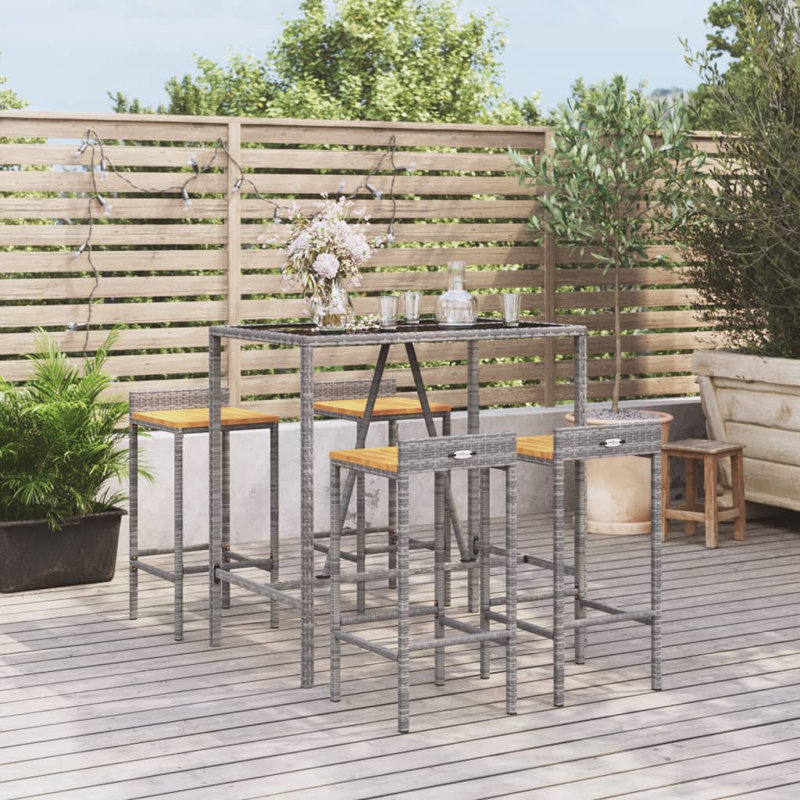 Zarella 40cm Solid Wood Bar Set, Grey