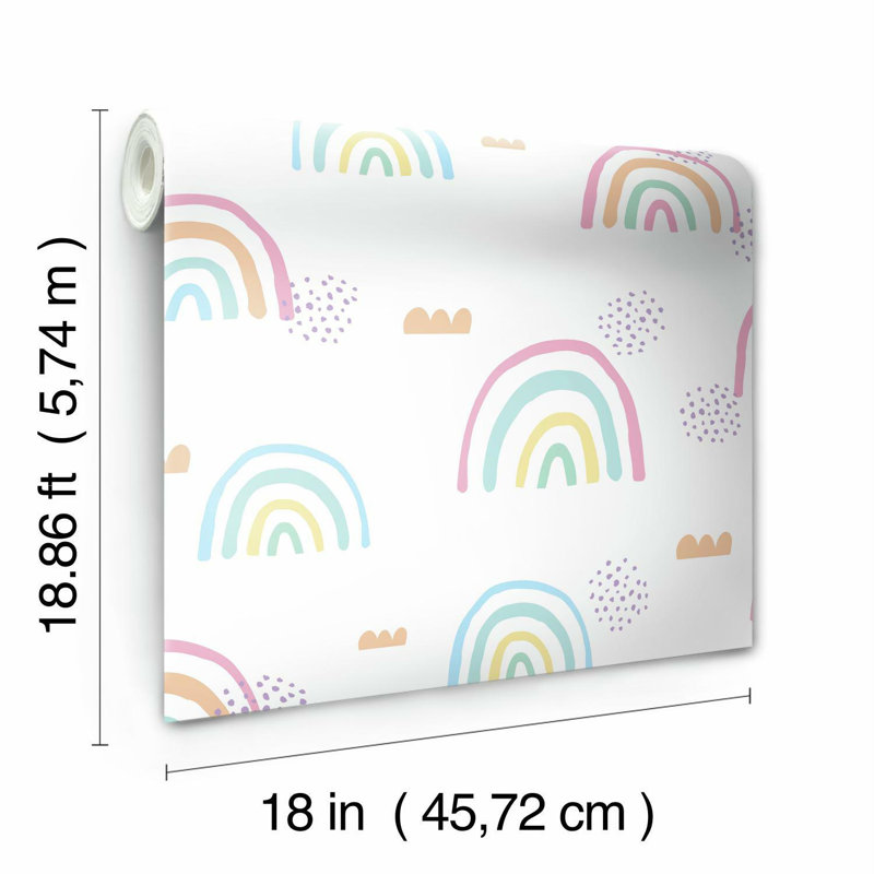 Papier peint adhésif adhésif RAINBOW's, Rose / blanc
