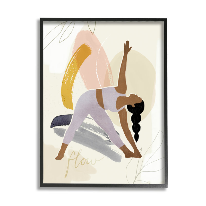 «Flow Yoga Text Plant Plant Pattern Stretching» par Victoria Barnes - impression, H 30 po x l 24 po x P 1,5 po