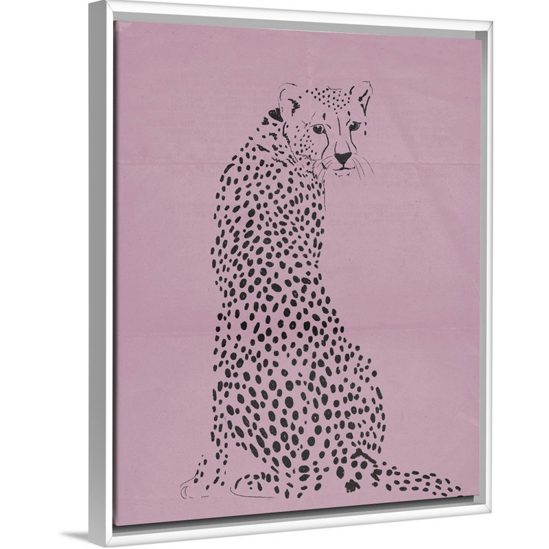 Décoration murale pour enfants guépard ii, Cadre pour toile flottant blanc, H 30 po x l 24 po x P 1,2 po
