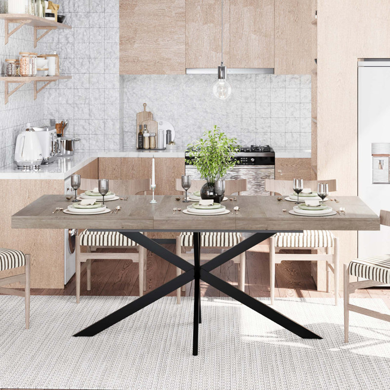 Table de salle à manger rétro avec rangement intégré, Gris