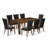 9 Piece Dining Table Set Includes a Rectangle Rustic Wood Kitchen Table and 8 Black Color Linen Fabric Parson Dining Room Chairs, Antique Walnut-467390107-467390104-467368615