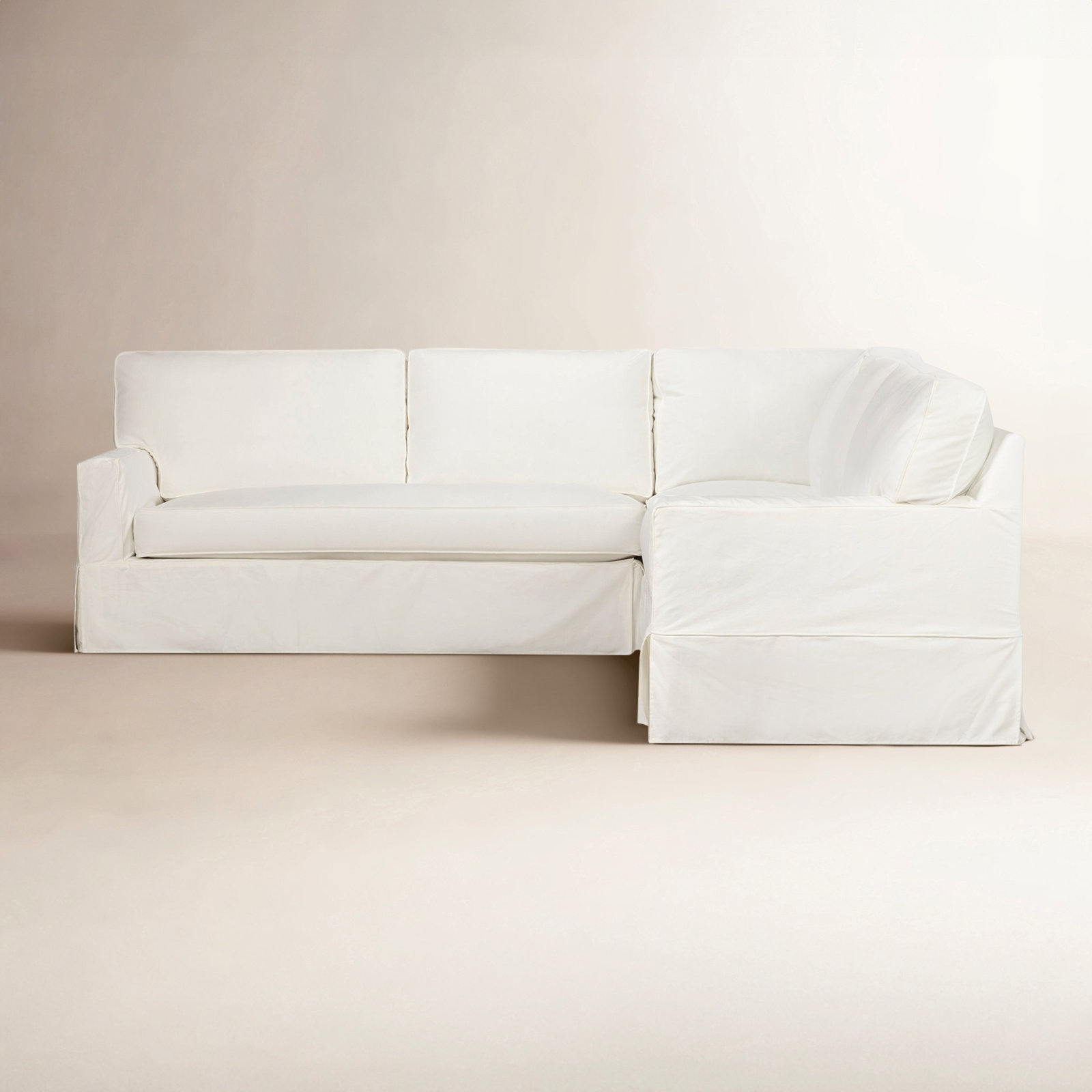 Taylor Slipcovered L-Sectional, Bayou Off White Canvas