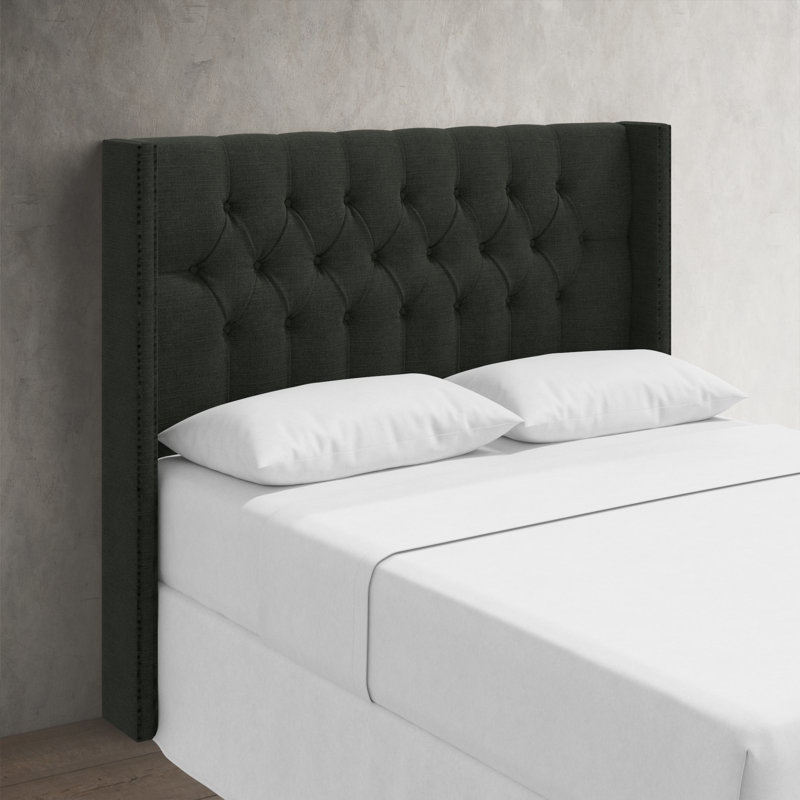 Knighten Upholstered Headboard, Zuma Rosequartz Textured Linen, California King
