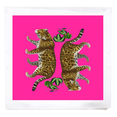 Leopard Seeing Double Acrylic Square Decorative Tray