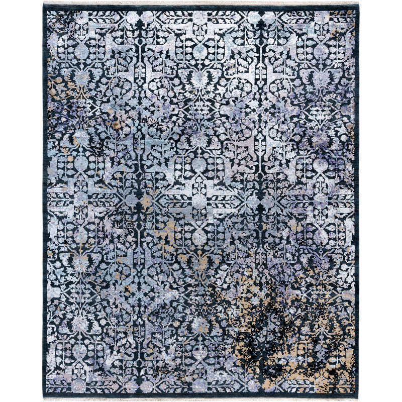 Tapis unique noué à la main gris Odom de 8 pi 1 po x 10 pi 0 po Odom