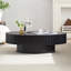 Table basse ovale en bois 43,5 "avec relief fabriqué à la main | Base de piédestal robuste, conception en forme d'olive pour le salon