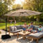 Parasol de patio décalé 10 pi avec base et sac de sable - Beige-770312863