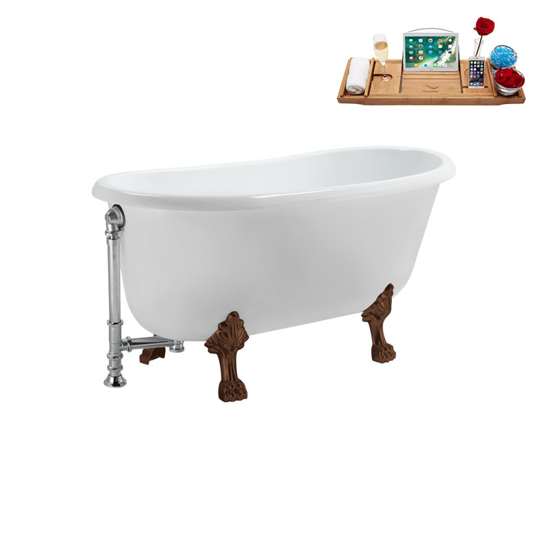 57.5'' x 29.5'' Soaking Acrylic Bathtub, Polished Chrome, Matte Oil Rubbed Bronze