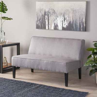 Cadre en bois massif gris de 50 po pour une stabilité à long terme, lin, rehaussement de style moderne avec revêtement en tissu, offrant un design élégant et confortable à votre pièce