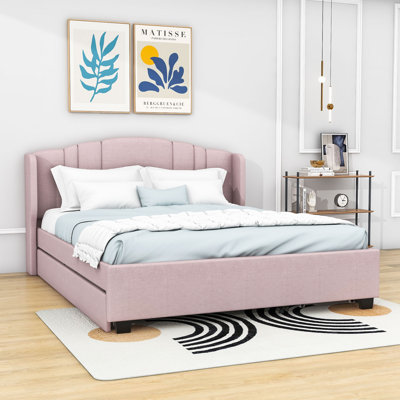 Mackeroy Queen 2 Drawers Upholstered Platform Bed with Twin Trundle