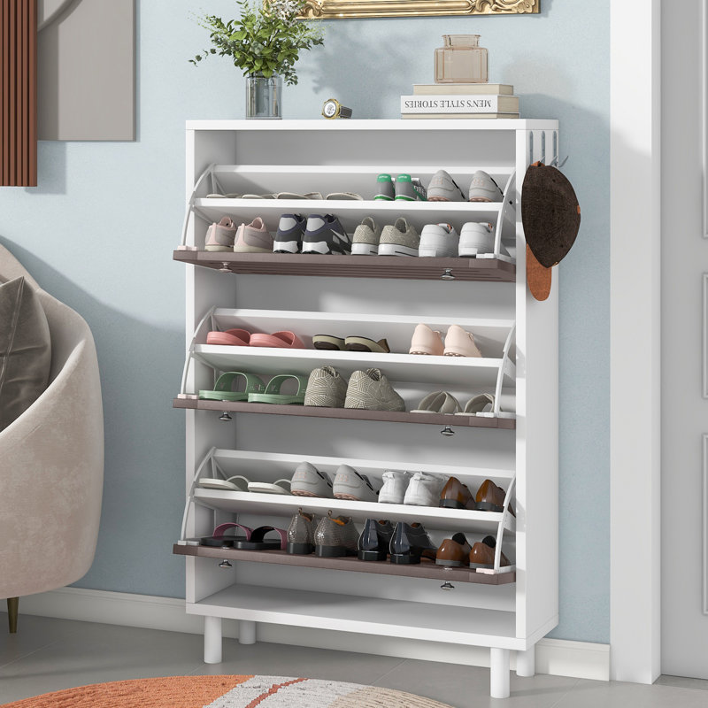 Armoire à chaussures avec crochets suspendus Minimalist, Blanc