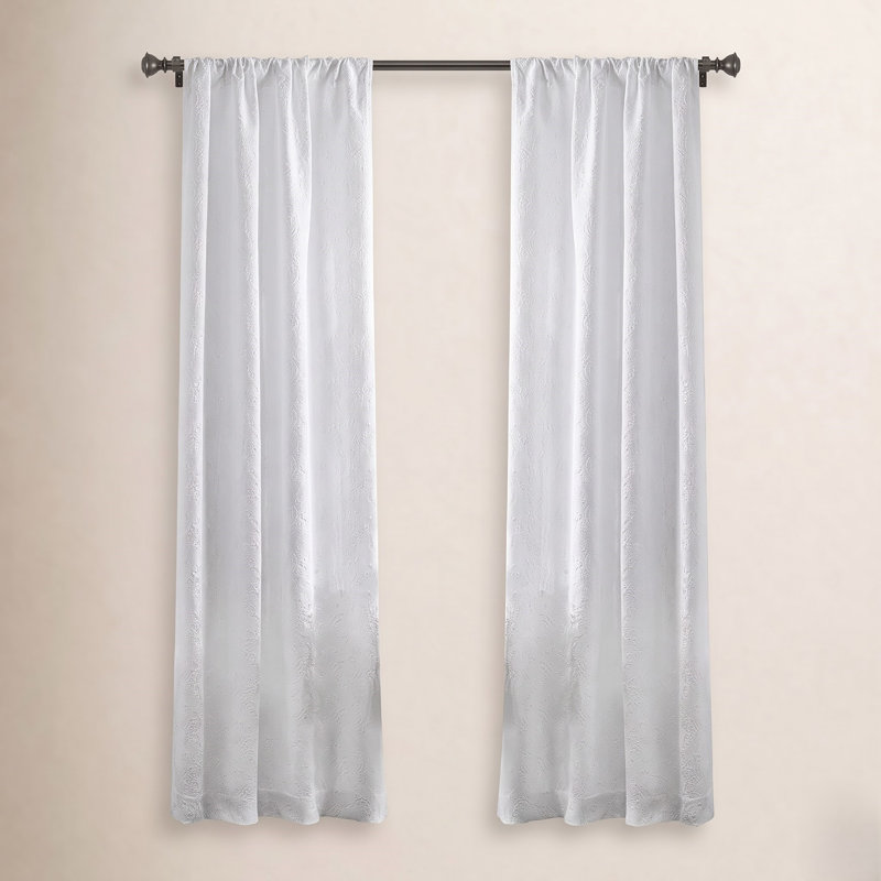 Peri Home Filigree White Curtain Panel Pair, 38" W x 108" L