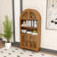 Bibliothèque 66 po de hauteur avec bibliothèque ouverte et armoire arquée en bois sculpté