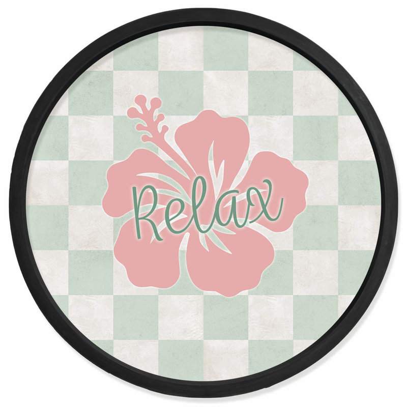 «Relax Hibiscus Check», reproduction encadrée noire 20 x 20, Noir