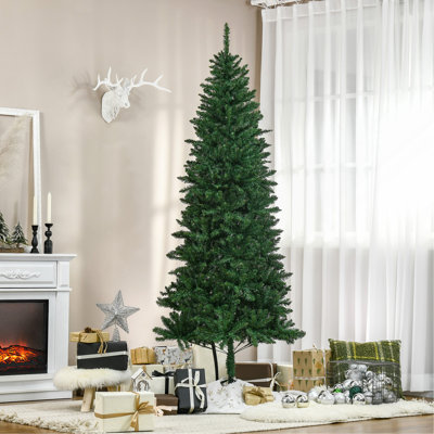 Sapin de Noël artificiel de 7 pi de hauteur, mince, non éclairé, avec branches réalistes et 865 pointes, vert